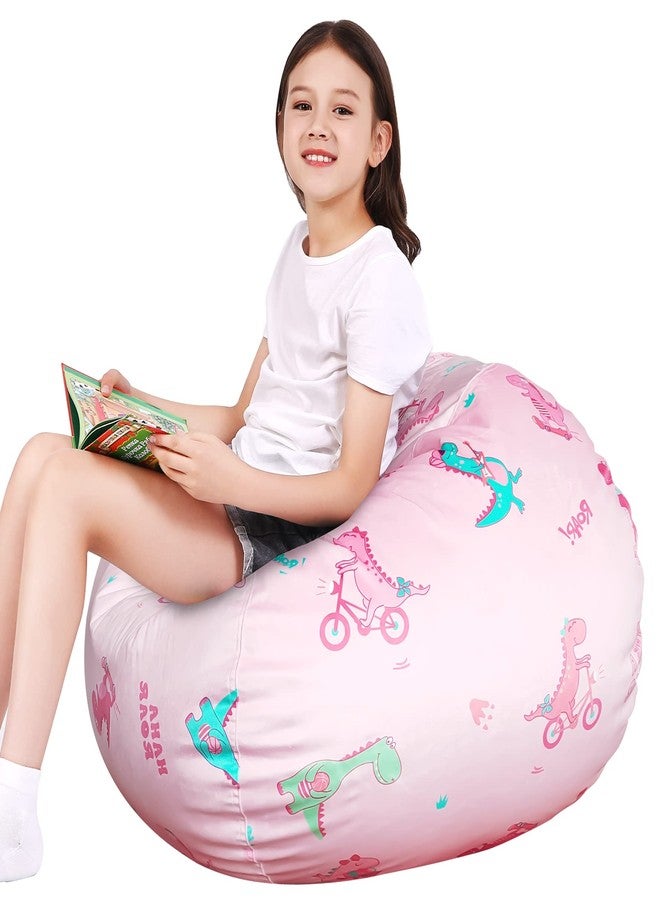 Lukeight Dinosaur Stuffed Animals Storage Bean Bag Chair Cover - Premium Velvet Organizer with YKK Zipper Holds 80+ Plush Toys, Washable Kids Room Decor (No Filling, X-Large) - Image 1